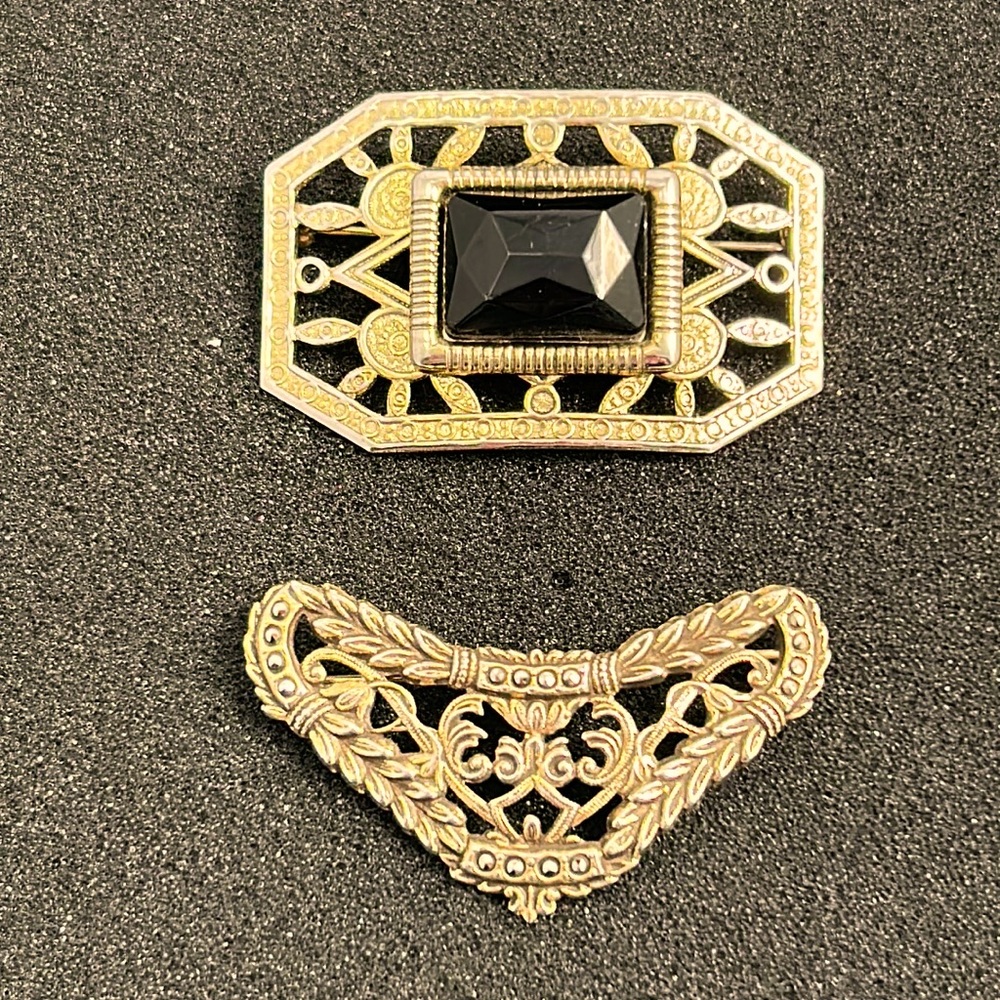 2 Gold Brooches  SUPER FAST SHIPPING
